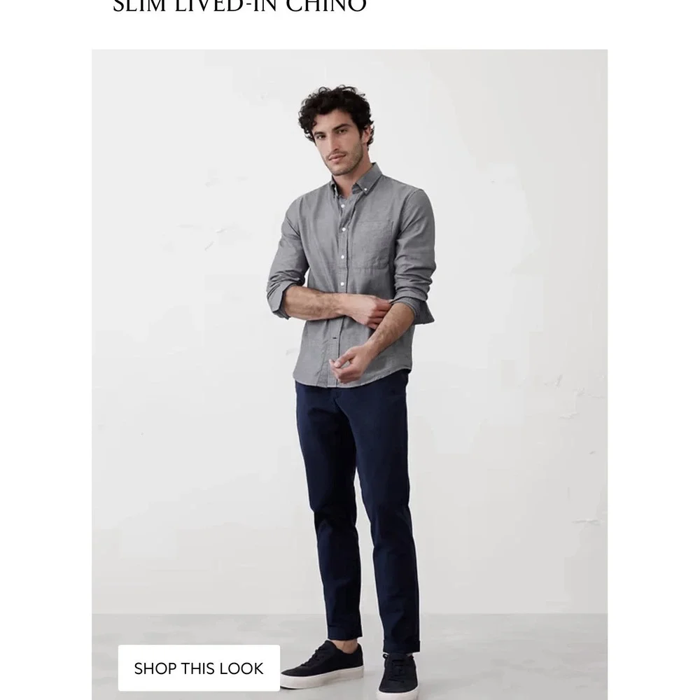 Banana Republic Slim Lived-In Chino Pant Dark‎ Preppy Navy 38 X 36 Blue